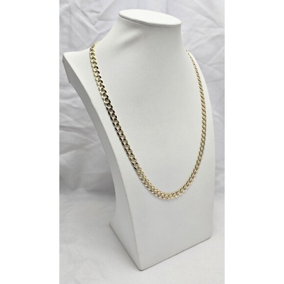 Unique 10K Karat Solid Yellow Gold Flat Curb Link Chain Necklace - 22.50" Length - Picture 5 of 15